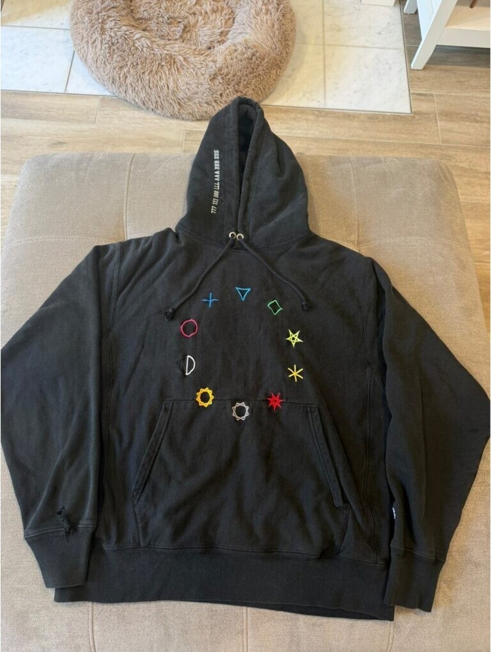 110 Labs x Champion Sacred Geometry Embroidered Hoodie L Black